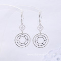 Jewelry Boho Large White CZ 925 Silver Earrings